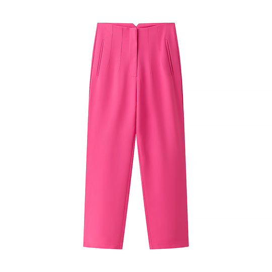 Damen elegante Hochbundhose mit feinen Falten und praktischen Taschen EB
