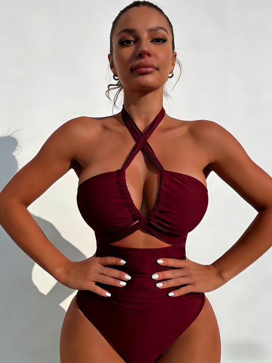 Damen Einteiliger Badeanzug mit elegantem Knoten-Design EB