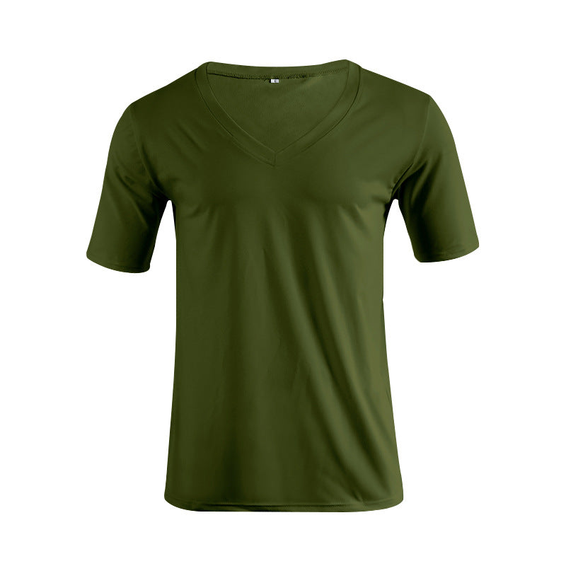 Herren nan V-Ausschnitt T‑Shirt aus feinem Jersey mit schmaler Silhouette und flachen Nähten EB