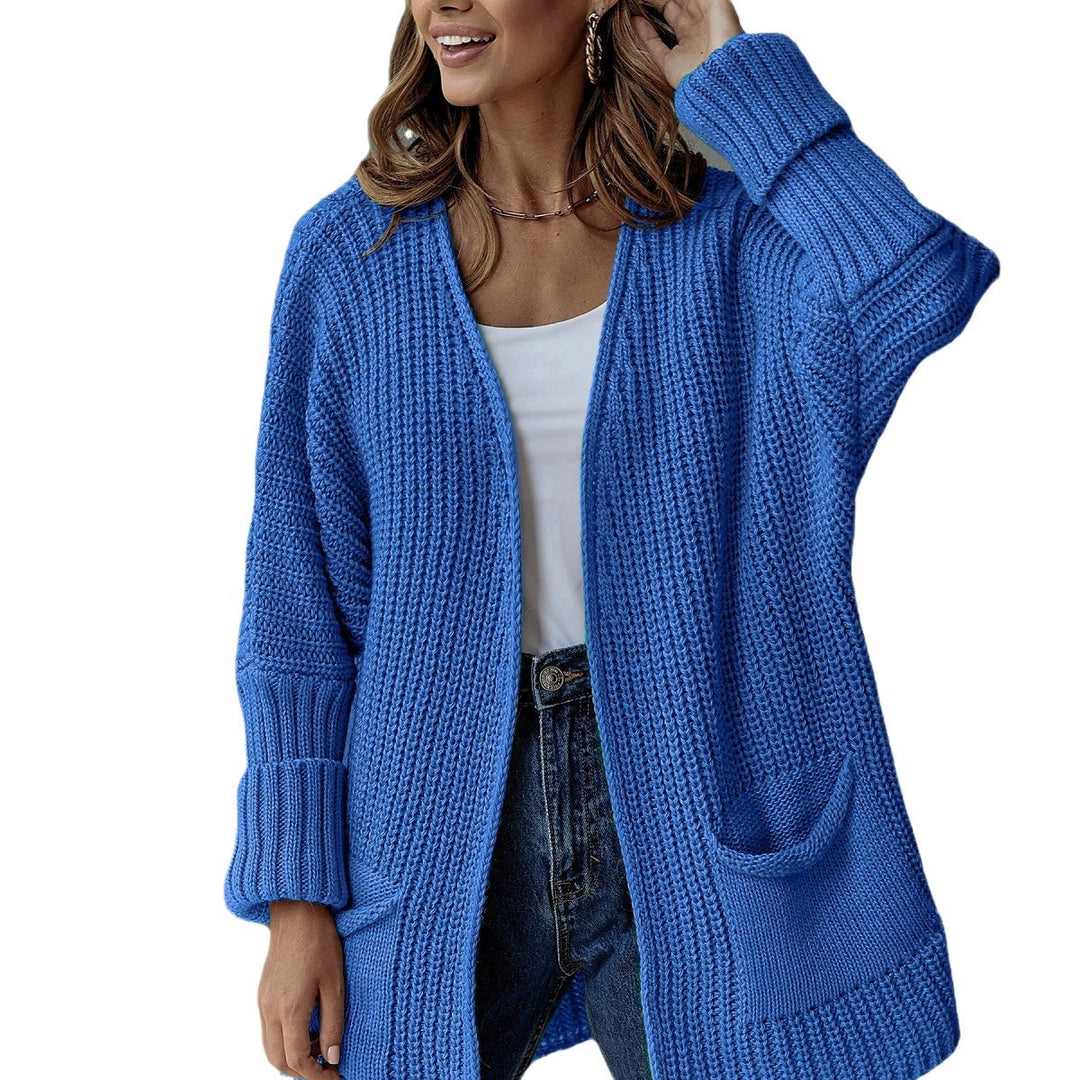 Damen Strickjacke mit tiefem V-Ausschnitt und praktischen Taschen EB