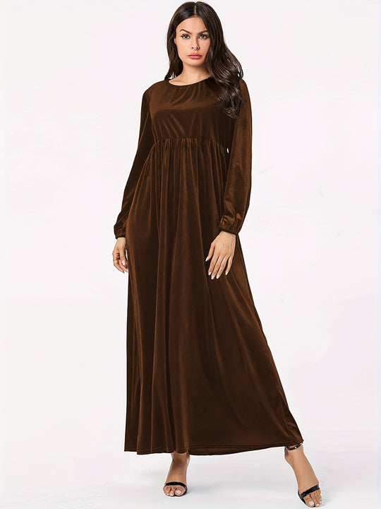 Damen Maxikleid aus luxuriösem Samt mit elegantem Faltenwurf EB