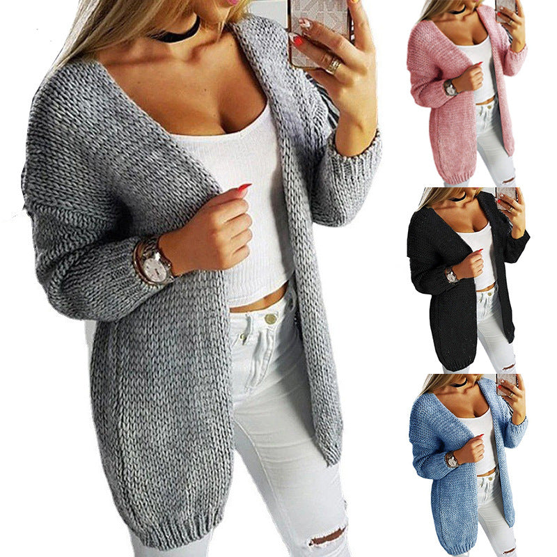 Damen lockerer Strickcardigan mit weichem Material und lässigem Schnitt EB