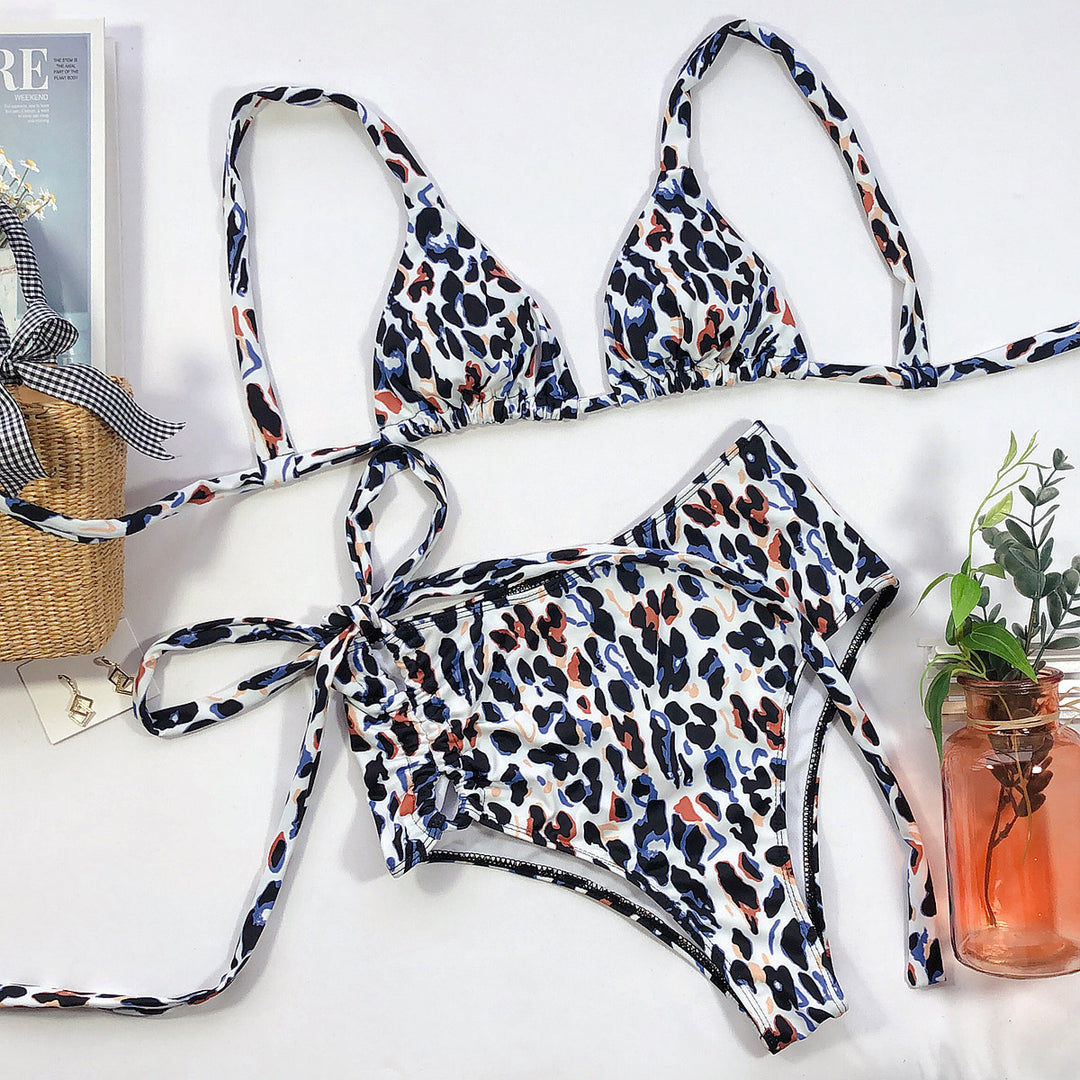 Damen Triangel-Bikini mit hohem Bund und modischem Wickelband EB
