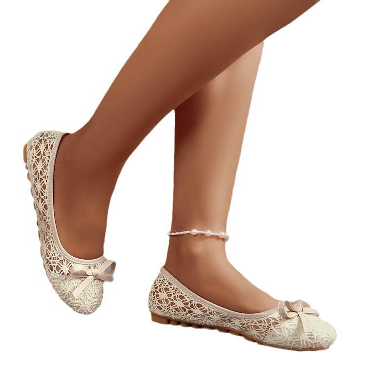 Damen Ballerinas mit filigranem Spitzen-Design und zarter Schleifen-Applikation EB