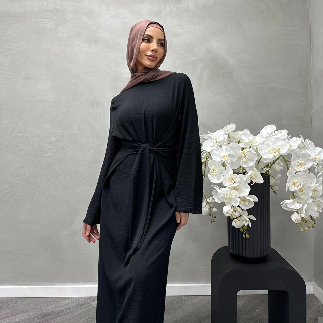 Damen Modisches Maxikleid aus fließendem Stoff mit weiten Ärmeln EB