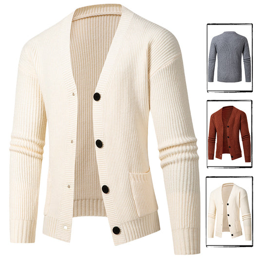 Herren modische Strickjacke mit feinem Rippstrickdesign EB