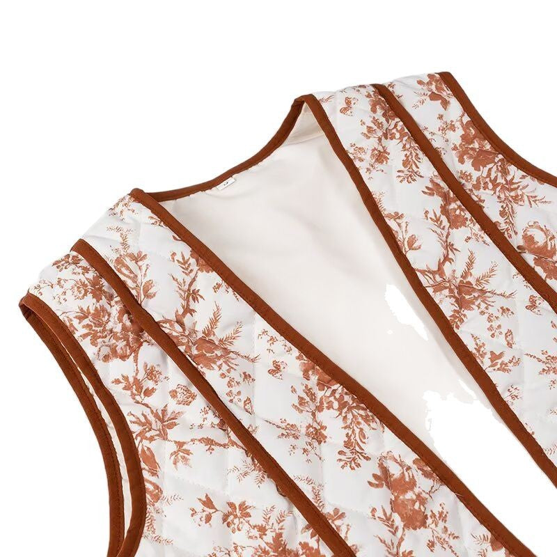 Damen Weste mit floralem Design und praktischen Taschen EB