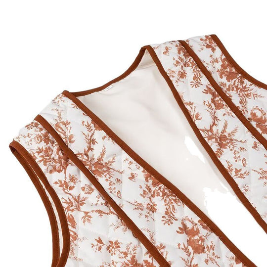 Damen Weste mit floralem Design und praktischen Taschen EB