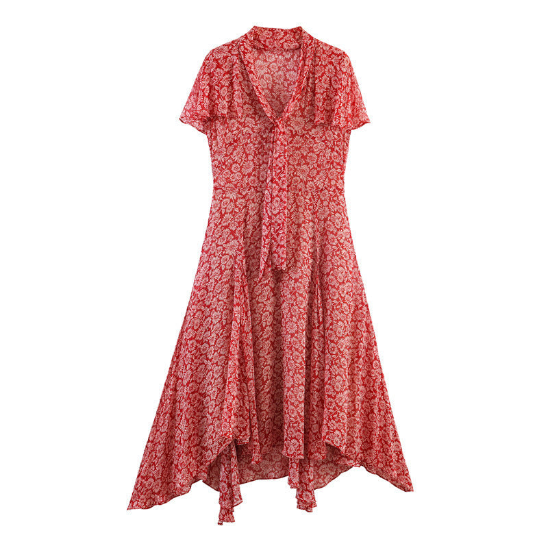 Damen Maxikleid mit verspieltem Blumenmuster und asymmetrischem Saum EB