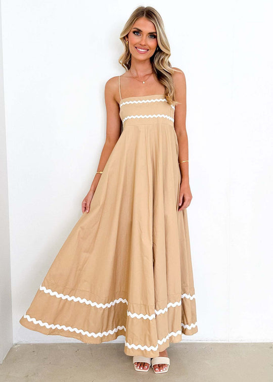 Damen Maxikleid mit eleganten Rüschendetails EB