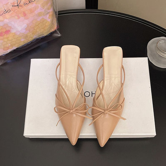 Damen Slingback High Heel Schuhe mit zierlichem Schleifendetail EB