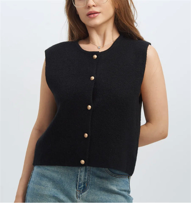 Damen Strickweste mit edlen Knöpfen EB