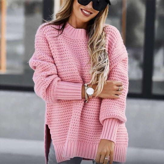 Damen Strickpullover mit strukturiertem Muster und weitem Schnitt EB