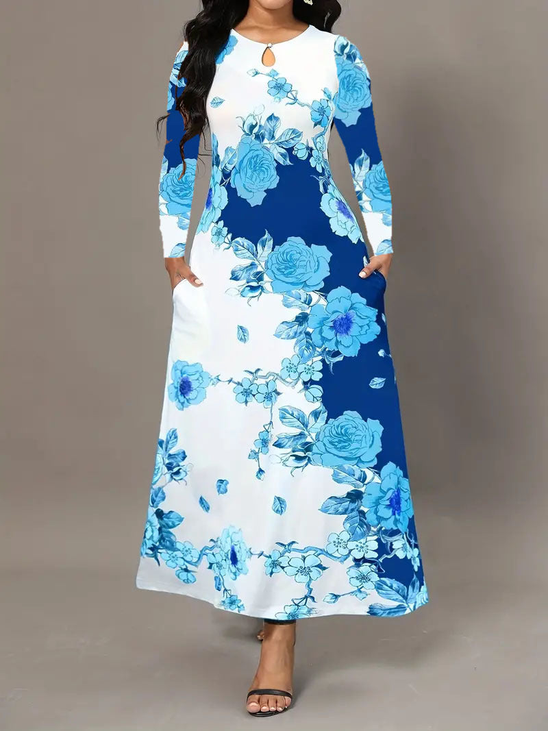 Damen Maxikleid mit floralen Mustern EB