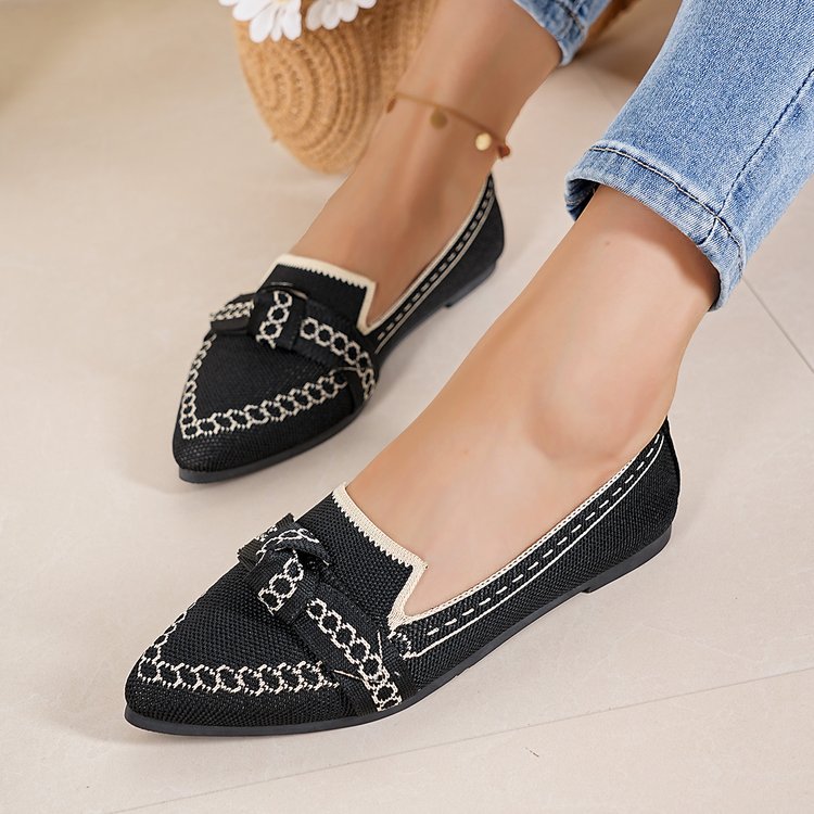 Damen Stilvolle und komfortable Ballerinas mit großem Schleifendetail EB