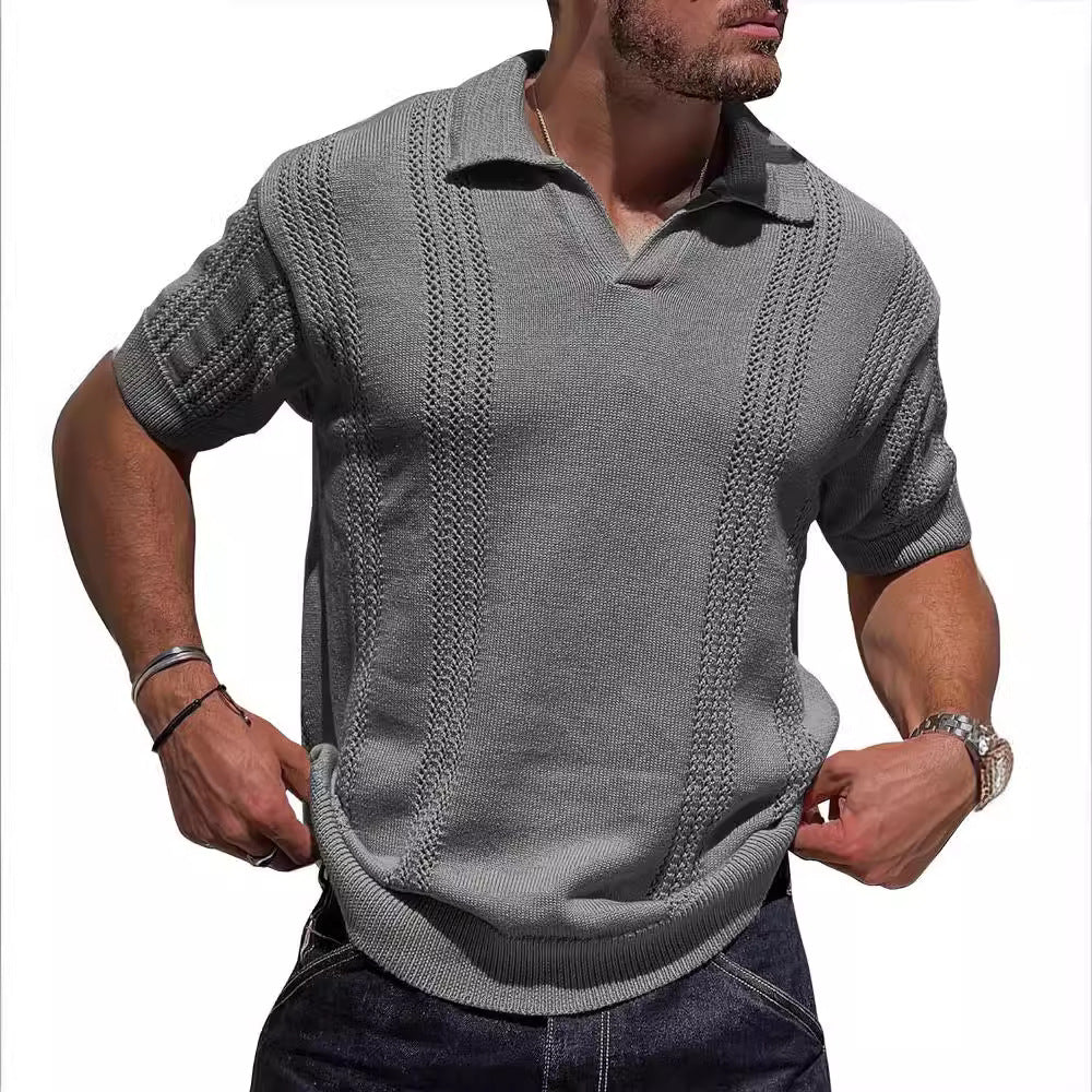EB | Hohles POLO-Shirt mit V-Ausschnitt