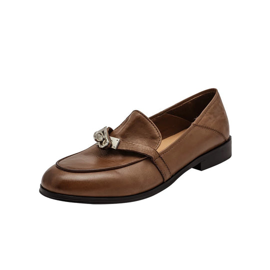 Damen Mokassins mit elegantem Riemen und luxuriösem Leder EB