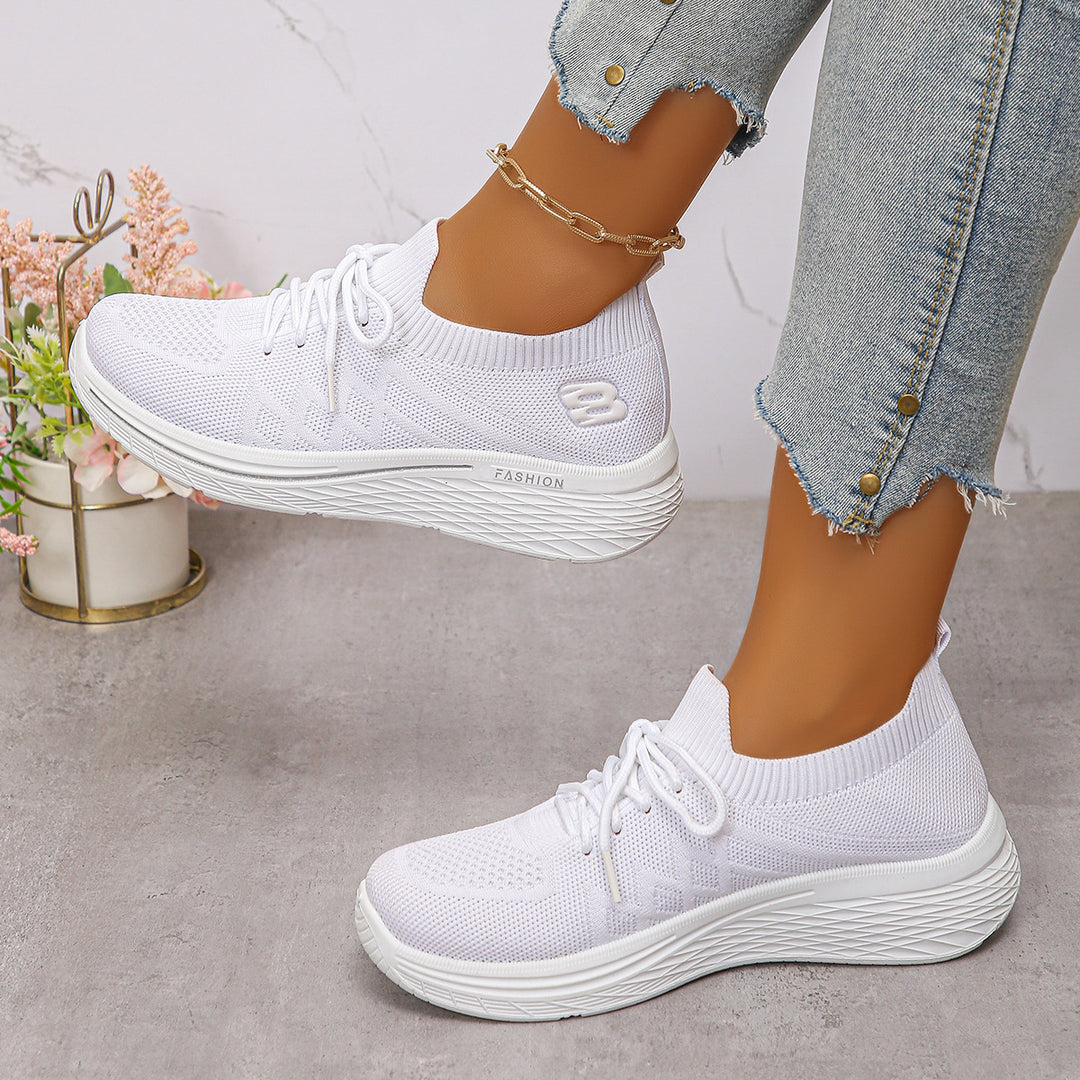 Damen Sportliche Sneakers mit elastischem Kragen und atmungsaktiver Mesh-Oberfläche EB