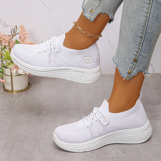 Damen Sportliche Sneakers mit elastischem Kragen und atmungsaktiver Mesh-Oberfläche EB