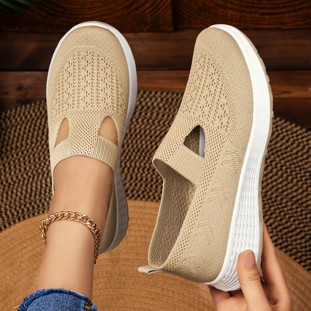 Damen Komfortable Slip-On Sportschuhe mit atmungsaktivem Obermaterial EB