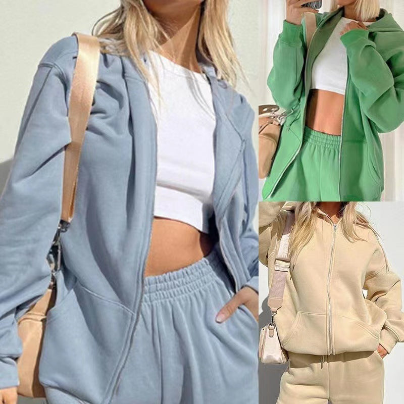 Damen Sportliches Sweatshirt-Set mit Kapuze und weichen Materialien EB