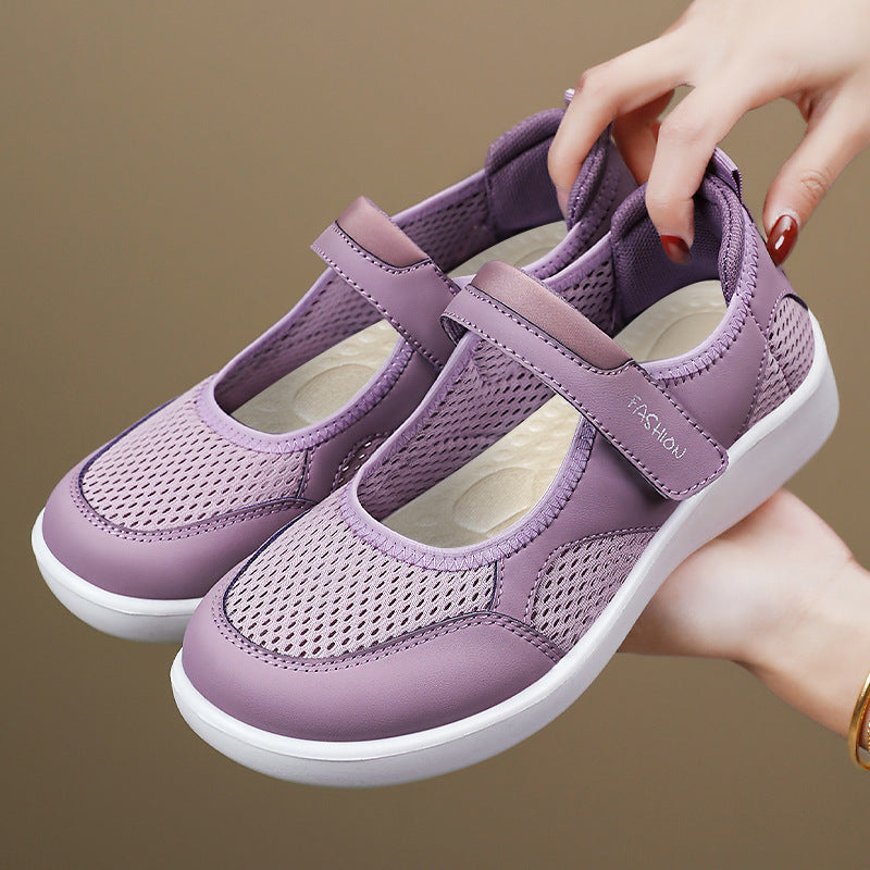Damen Atmungsaktive Fitness-Sneaker mit verstellbarem Klettverschluss EB