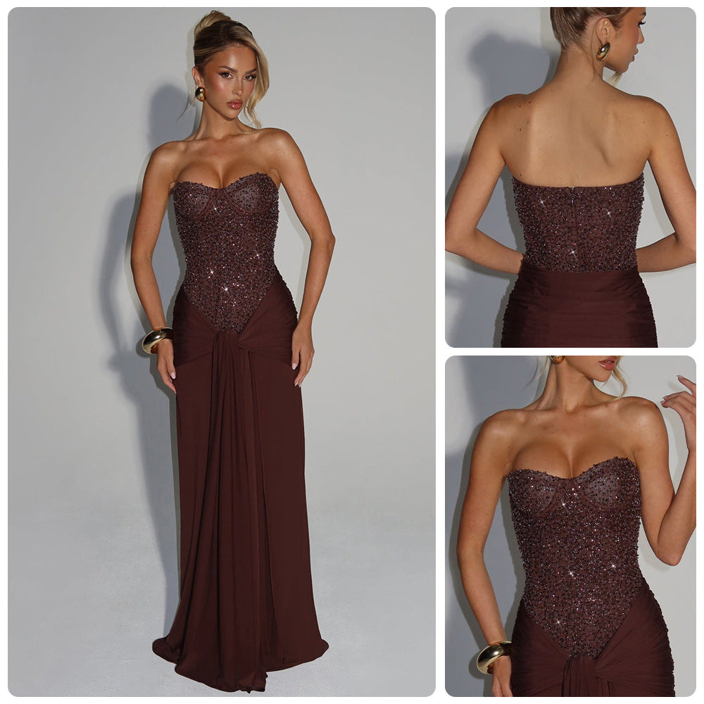 Damen Abendkleid mit glamourösem Korsettdesign und fließendem Rock EB