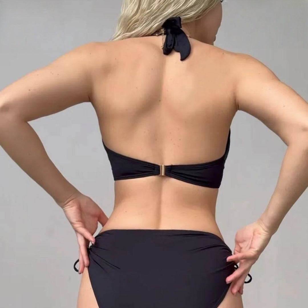 Damen Triangel-Bikini mit modischem Schnitt und dekorativem Verschluss EB