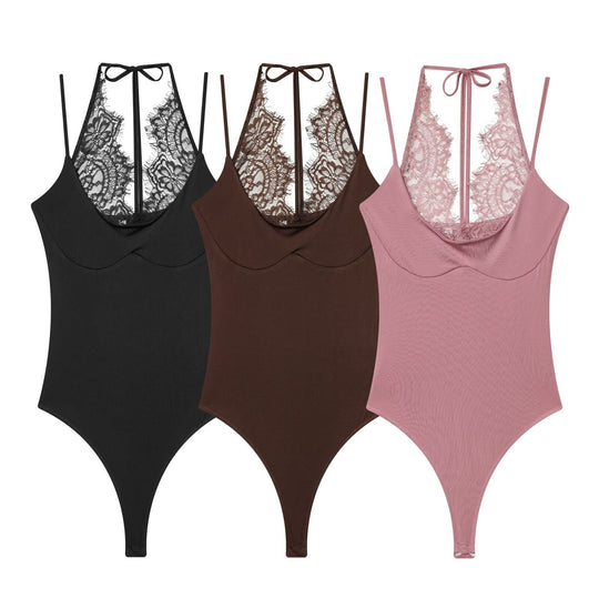 Damen Body mit zartem Spitzeneinsatz und verstellbaren Trägern EB