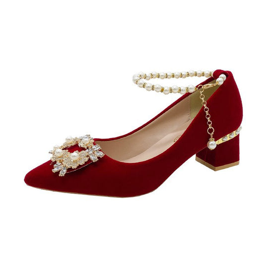 Damen elegante spitze Pumps mit funkelndem Schmuckdetail EB