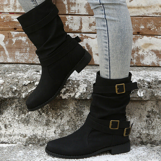 Vintage Schnalle Mid-Calf Stiefel EB