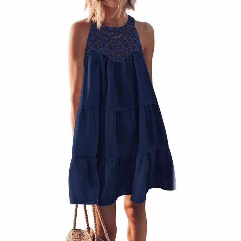 Damen Sommerkleid mit romantischen Häkel-Applikationen EB