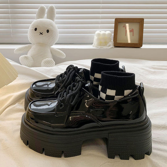 Damen Modische Plattform-Schnürschuhe mit einzigartigem Design und dicker Sohle EB