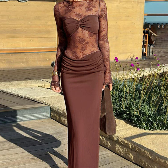 Damen Spitzenkleid mit figurbetontem Schnitt und eleganten Details EB