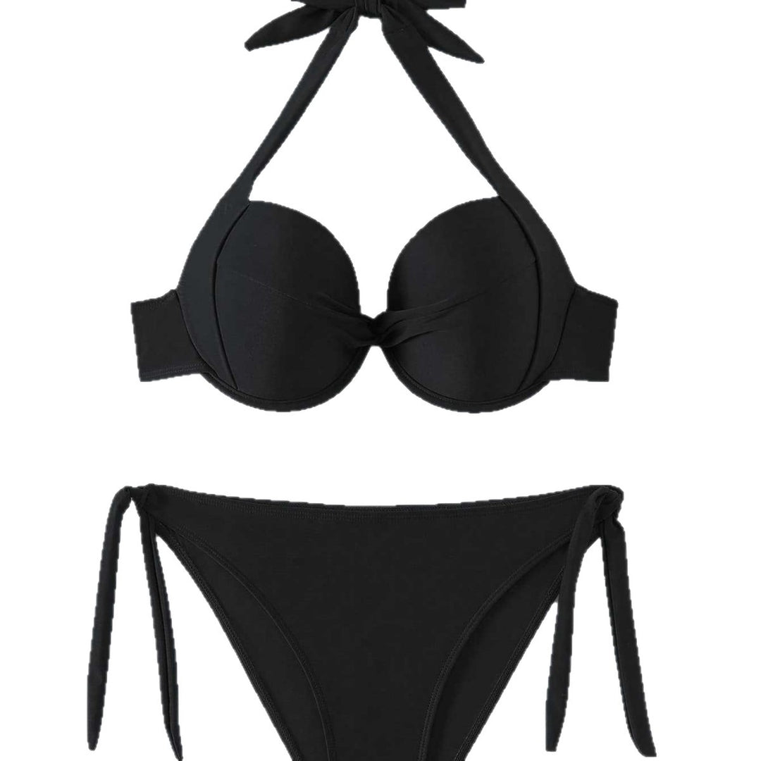 Damen Push-Up Bikini mit verspieltem Knoten-Design EB