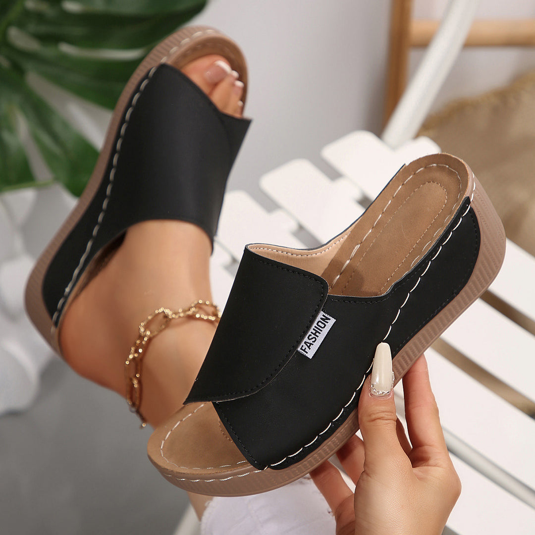 Damen Bequeme Keil-Pantoletten EB