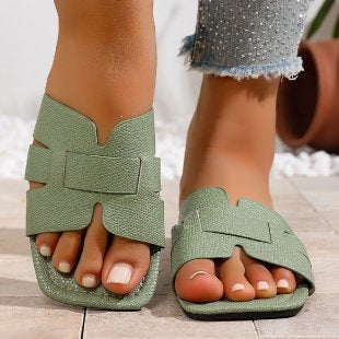 Damen Komfortable Slip-On Sandalen mit modischen Riemen EB