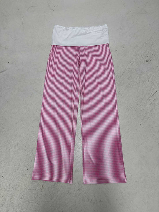 Damen nan Loungehose mit hohem Umschlagbund weitem Bein und feinem Streifenmuster EB