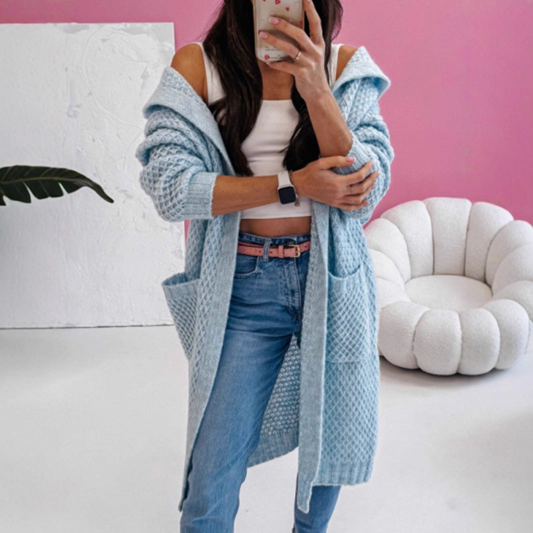 Damen Strickmantel mit luftiger Maschenstruktur und praktischen Taschen EB
