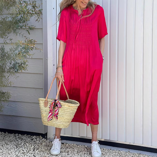 Damen Midi-Kleid mit raffinierter Raffung Heidi-Mode