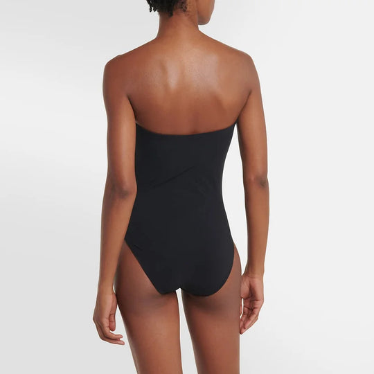 Damen Bandeau-Badeanzug mit elegantem Wickelrock EB