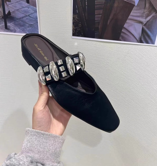 Damen elegante Slipper mit dekorativem Schmuckdetail EB