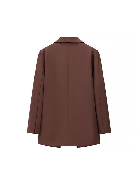 Damen eleganter Oversized-Blazer mit doppelter Knopfleiste und praktischen Taschen EB
