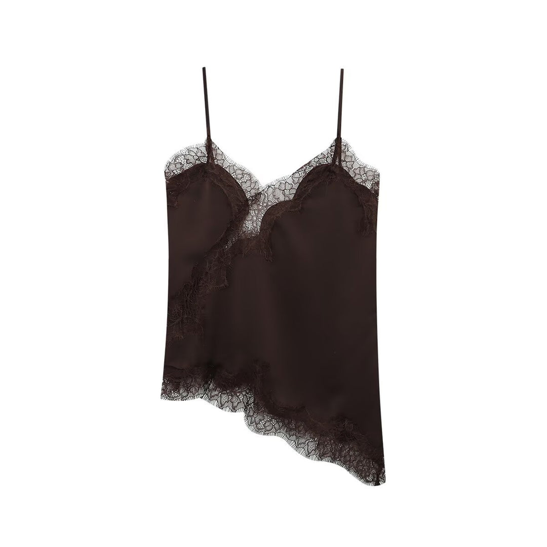 Damen-Spitzen-Camisole mit asymmetrischem Schnitt und eleganten Punkten EB