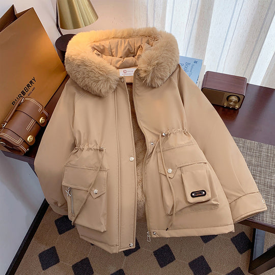 Damen Winterjacke mit abnehmbarem Kunstpelzkragen und praktischen Taschen EB