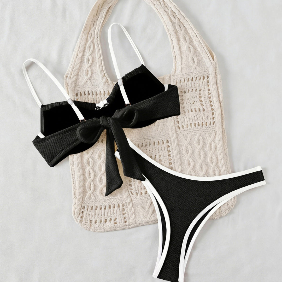 Damen Bikiniset mit feinem Wellenmuster und verstellbaren Trägern EB