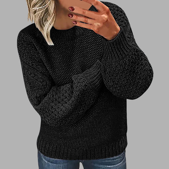 Damen Modischer Strickpullover mit strukturiertem Design und weiten Ärmeln EB