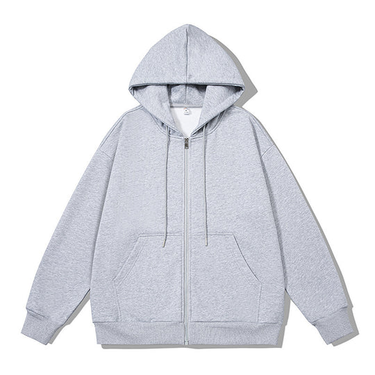 Unisex oversized Kapuzenjacke mit ausladendem Schulterschnitt, durchgehendem Reißverschluss und French-Terry EB