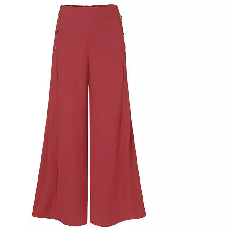 Damen weite Culotte-Hose mit stilvollen Knöpfen EB