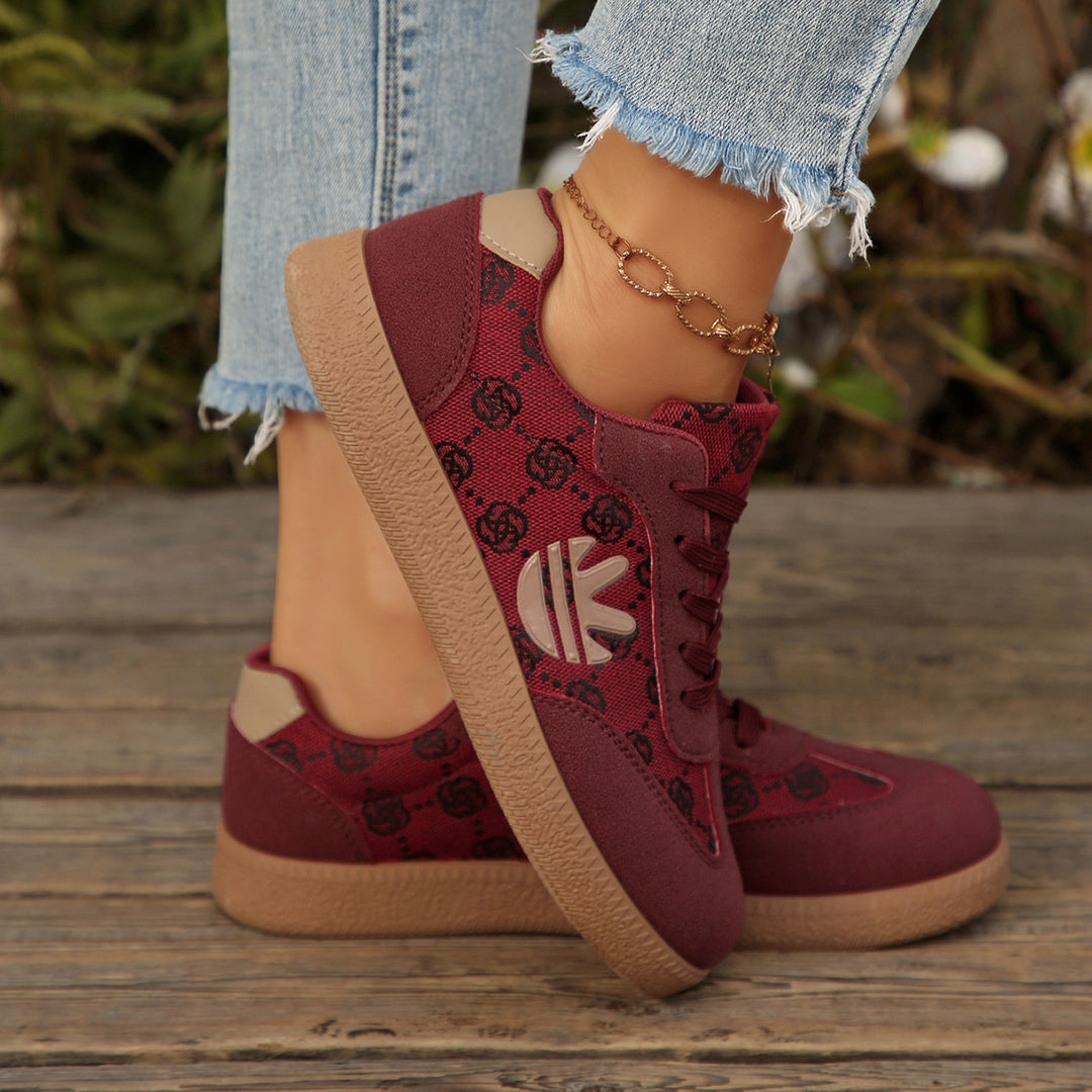 Damen Sportliche Sneakers mit bequemer samtiger Oberfläche und trendigem Grafikdesign EB